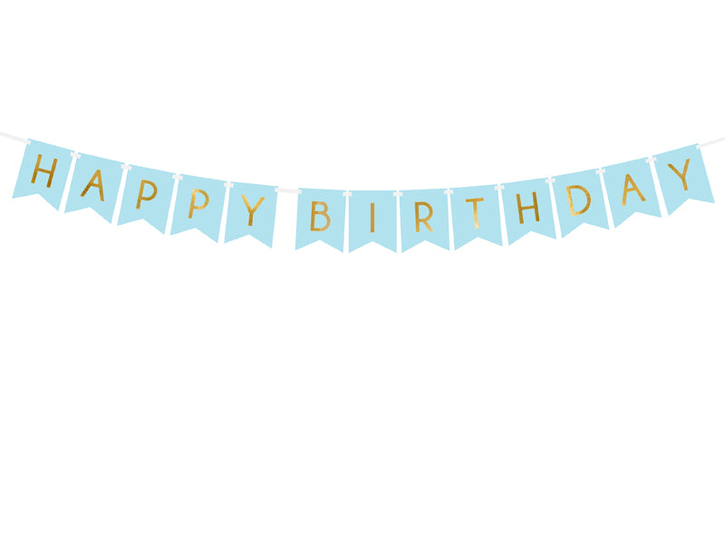 Happy Birthday Banner Lyseblå