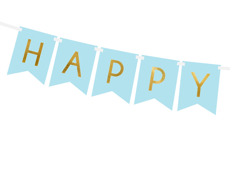 Happy Birthday Banner Lyseblå