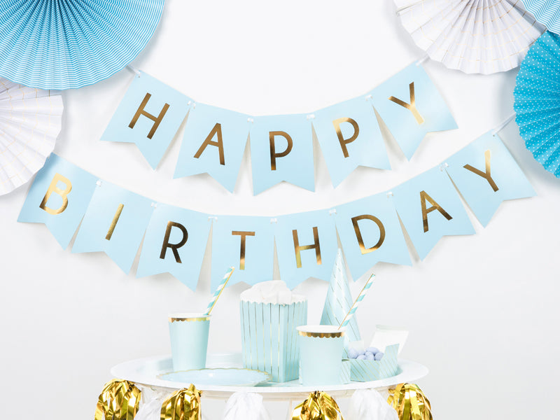 Happy Birthday Banner Lyseblå
