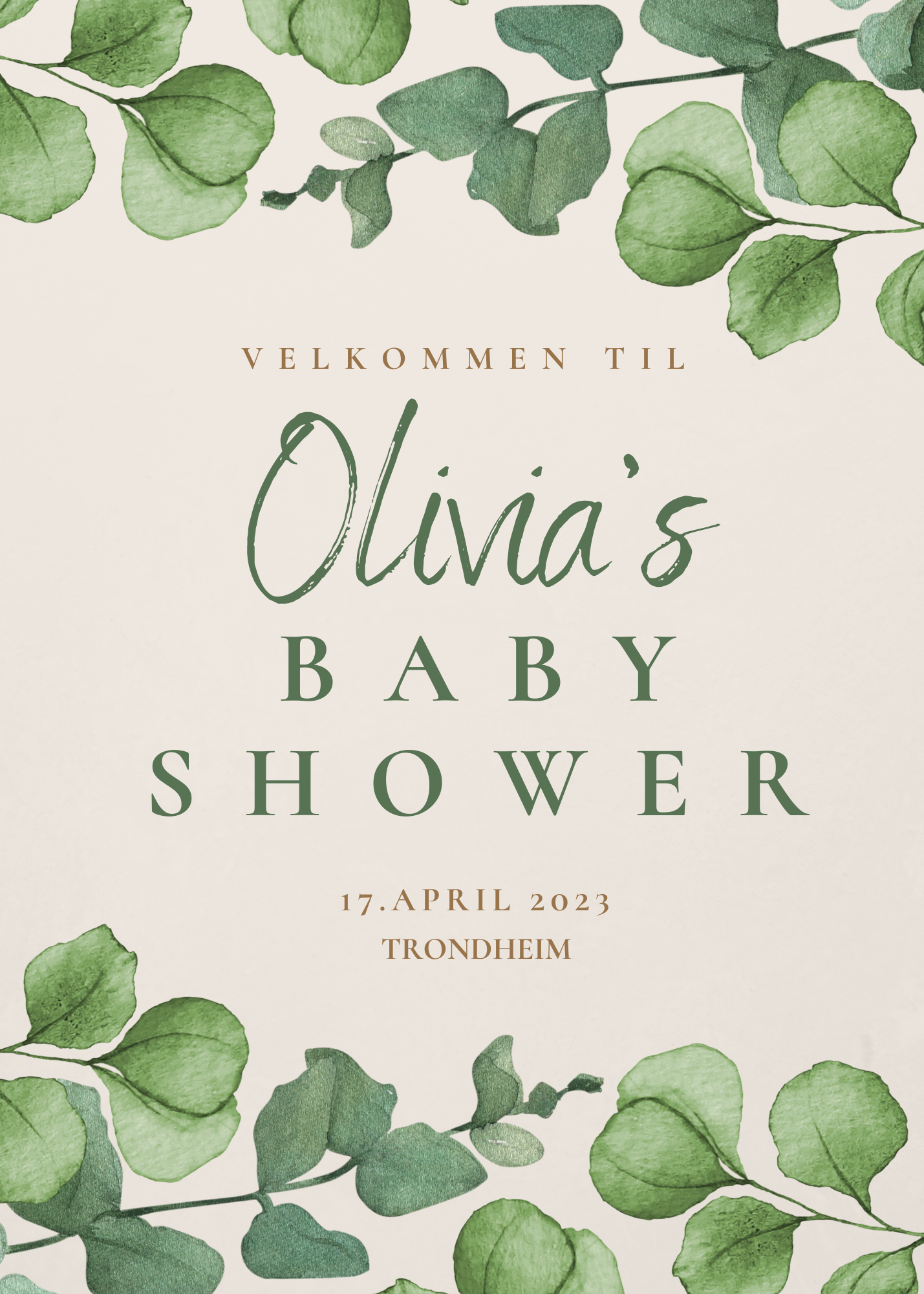 Digital fil - Babyshower invitasjon - personalisert text