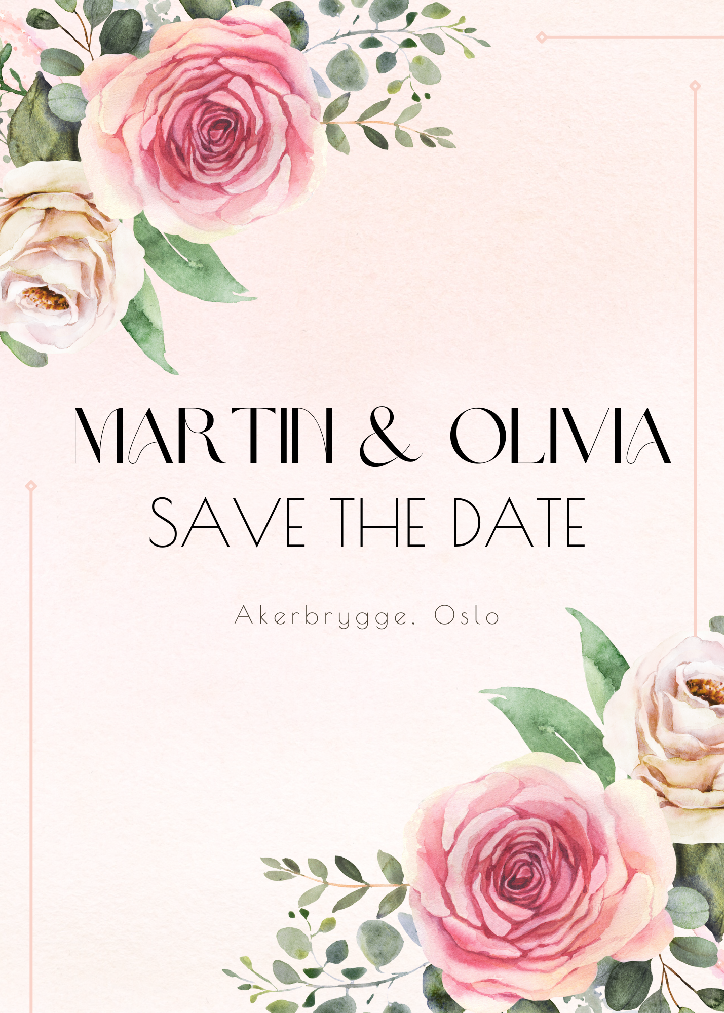 Digital fil - Save the Date - Bryllupsinvitasjon - personalisert text