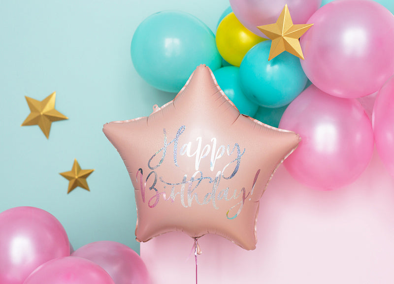 Folieballong - Stjerne "Happy Birthday"