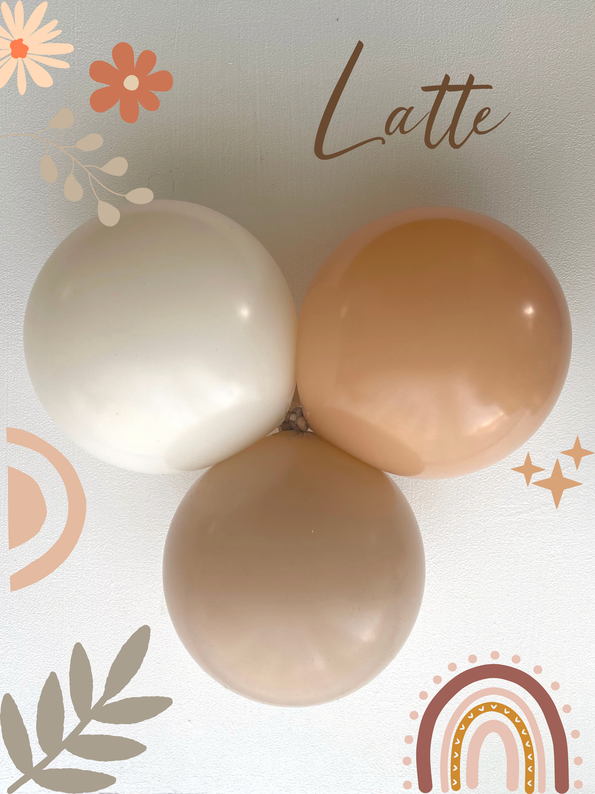 ballonger fargane off-white, lyse brun, hasselnøtt