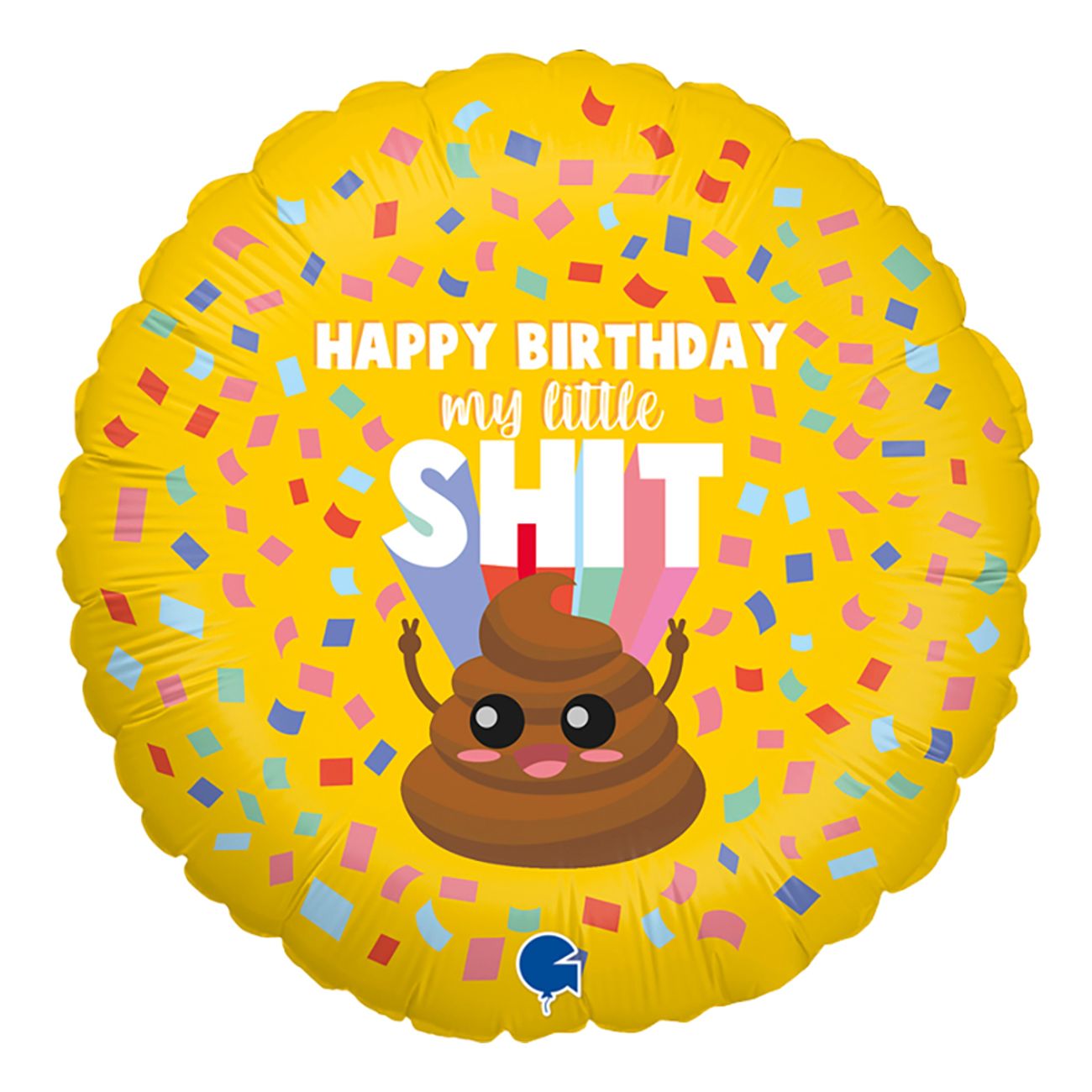 Folieballong til bursdag (gul) - med skrift: Happy birthday my little shit 