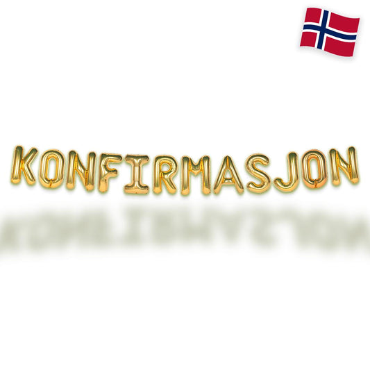 konfirmasjon pynt, konfirmasjon ballonger, gull ballong bokstaver, pynt til konfirmasjon, konfirmasjon dekorasjon, festpynt konfirmasjon, konfirmasjon Norge, bordpynt konfirmasjon.