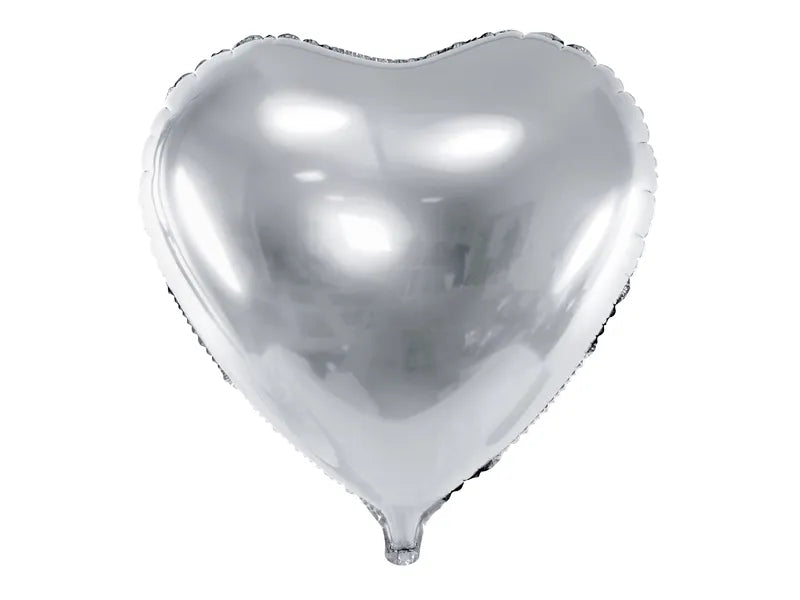 Folieballong - Hjerte - sølv